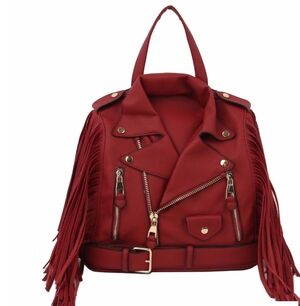 Le Miel Fringe Motorcycle Jacket Backpack NWT